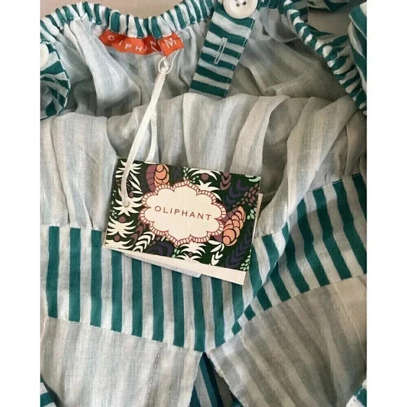 Oliphant Cross Back Mini Playa Green Dress Womens Size M Sleeveless Striped NWT - Picture 15 of 16